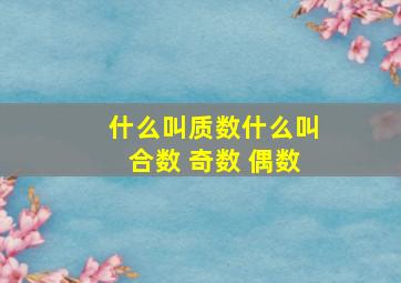 什么叫质数什么叫合数 奇数 偶数